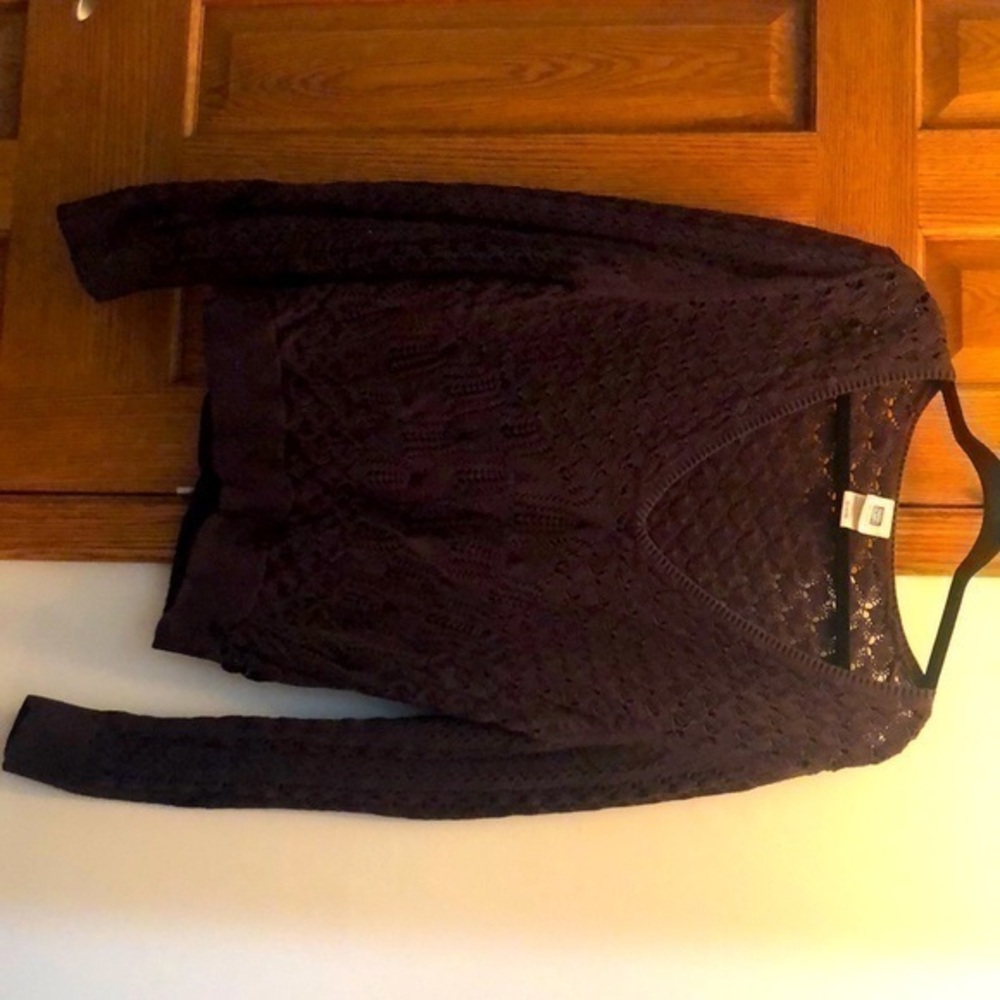 Beautiful deep V semi see-through brown sweater size extra large